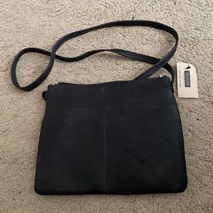 Black Leather Crossbody Bag, NWT